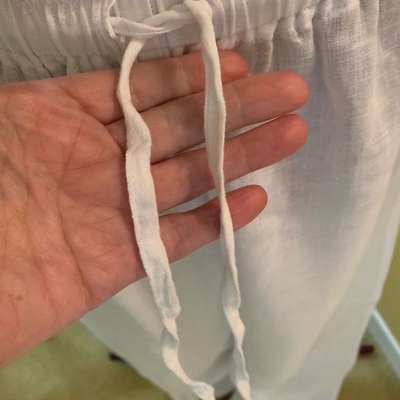 120% Lino Linen Wide Leg Drawstring Pants with Elastic Waist NWOT - Picture 9 of 11